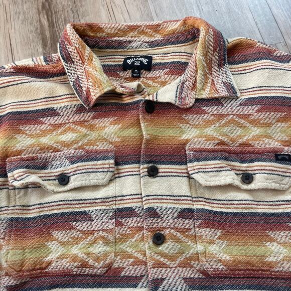 Billabong Men’s Furnace Fleece Shacket Sz M Aztec Southwestern Button Up Jacket - Picture 12 of 12